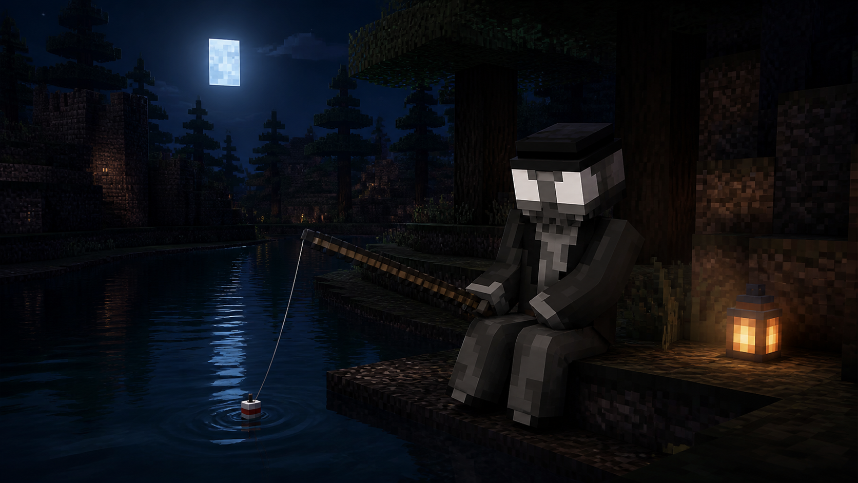 El_Sancho2601 pescando con su skin real bajo la luna de KTC